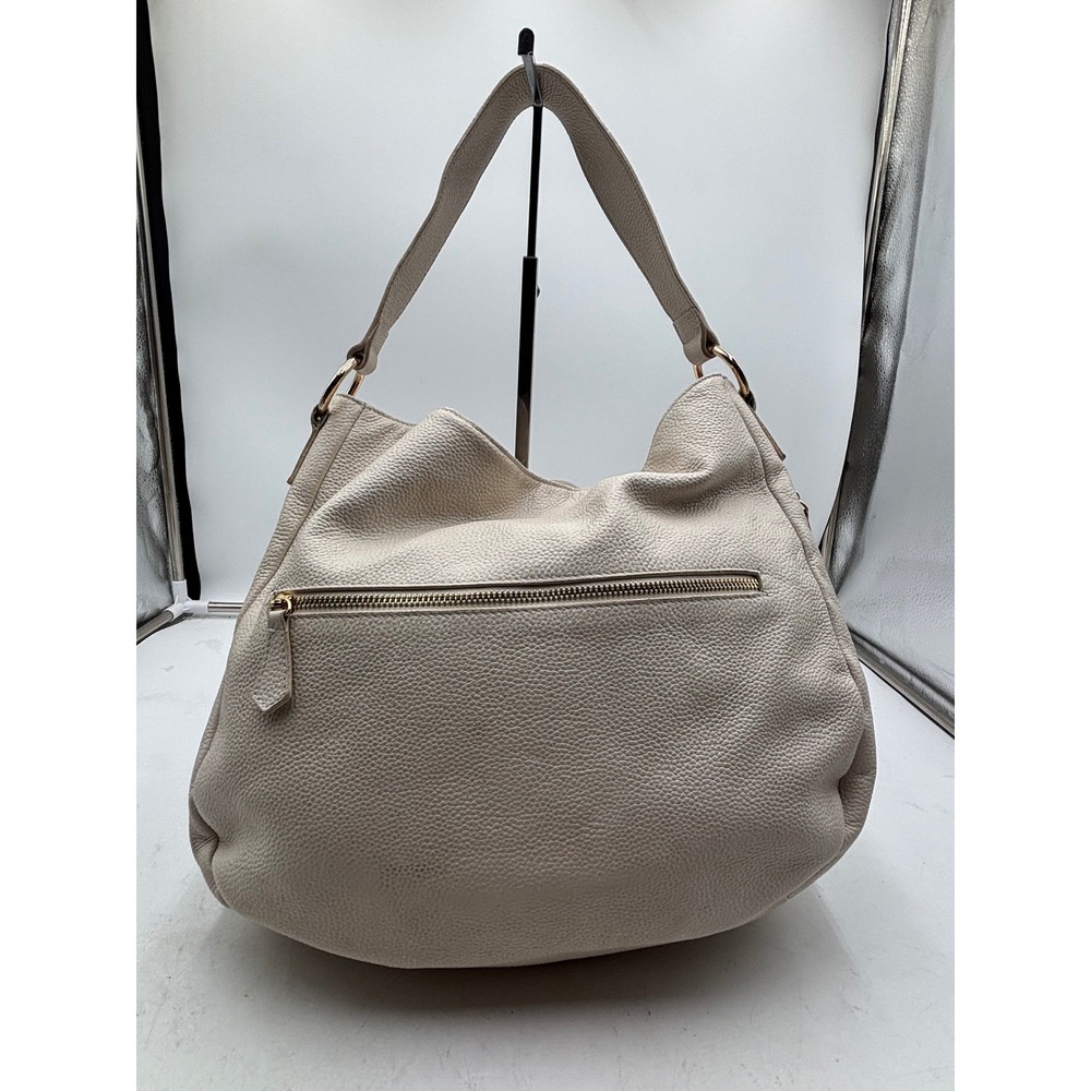 LAGGO Ivory Pebbled Leather Oversized Slouchy Hobo Shoulder Bag